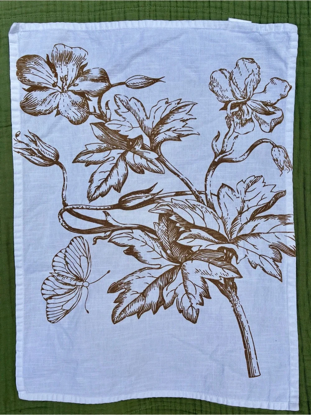 Blue and Brown Botanical Floral Cotton Kitchen Tea Towels Lennox 24x18”